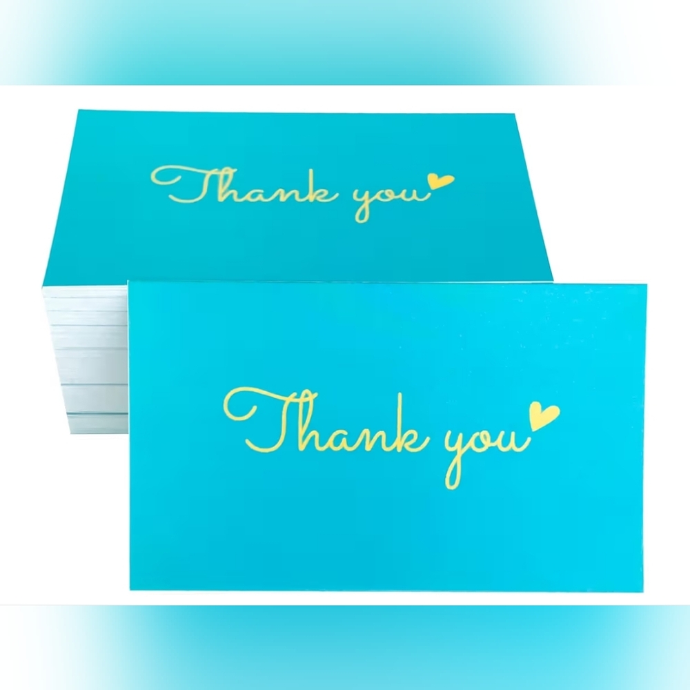 New Pack Of Thank You Cards in Teal and Yellow